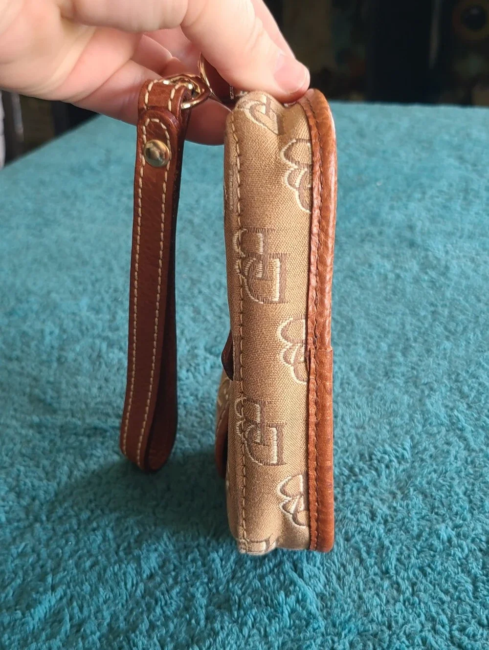 Dooney & Bourke Brown Signature Wristlet Pouch